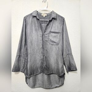 Anthropologie Cloth & Stone gray small button down longsleeve denim shirt